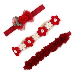 Baby Girl Headbands and Bows, 3 Pcs Soft Flower Nylon Elastic Hair Bands Headband Bow Cute Hair Accessories for Infant Toddler