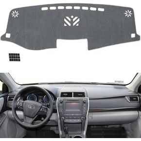 Dashboard Cover Fit for 2012 2013 2014 2015 2016 2017 Toyota Camry Flannel Nonslip Car Dash Board Mat Sunshade No-Glare and Slip Pad Carpet Sunshield Protector - Color Grey
