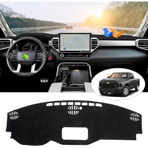 Cartist Dash Cover Compatible with Toyota Tundra 2022 2023 2024 Accessories Dash Board Mat Carpet Anti-Slip Dashboard Cover Black (Suede Fabric)