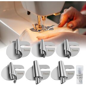 Universal Sewing Rolled Hemmer Foot 6Pcs,3-8MM Wide Rolled Pressure Foot,Sewing Machine Presser Foot Hemmer Foot,Universal Sewing Machine Attachments