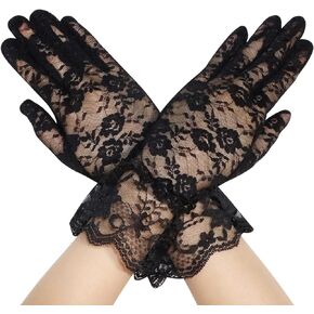 PENTA ANGEL Lady Lace Gloves 80s Short Bride Prom Gloves for Wedding Dinner Party Halloween Costume Accessories