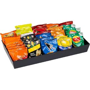 Mind Reader Snack Tray, Countertop Organizer, Snack Tray, Condiment Holder, Breakroom, Kitchen, 24" L x 12" W x 3.25" H, Black