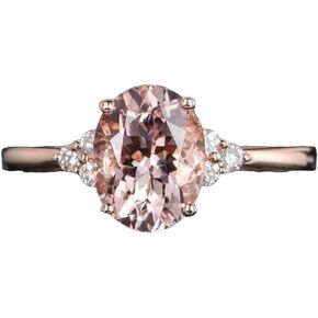 Elegant Ring Pink Gemstone w Sidestones