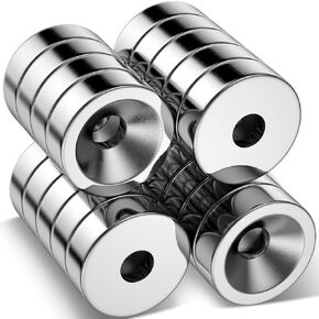 22Pcs Super Strong Round Cup Nedoymium Magnets with Countersunk Holes, Rare Earth Magnets Heavy Duty,Small Round Magnets with Holes for Crafts, DIY, Science, Office Magnets(12x4mm Holes 4mm)