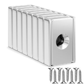 Realth Magnets Neodymium Cup Permanent Rare Earth Rectangular Base with Countersunk Hole and Screws for Research Industrial Purposes Educational(CMR406)