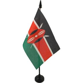AZ FLAG Kenya Table Flag 4'' x 6'' - Kenyan Desk Flag 15 x 10 cm - Black Plastic Stick and Base