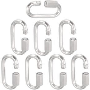 8 Pack M10 Quick Link, Stainless Steel Chain Links Connector, 3/8" Heavy Duty D Shape Threaded Quick Link for Trailer, Swing, Hammocks, Cable, Camping, 2200 Lbs Load Limit
