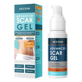Scar Gel Advanced Scar Treatment, Silicone Scar Gel Scar Removal, Scar Cream Gel Silicone Gel Stretch Marks Removal Scar Gel for Face C-Section Tummy Tuck Keloid and Surgical Scars Burns Old New Scars