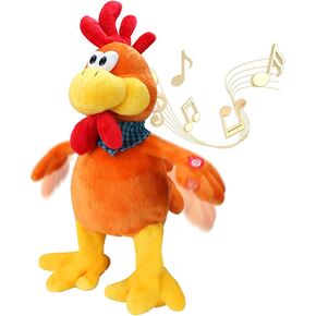 SdeNow Musical Squawking Chicken Stuffed Animal Walking Singing Waving Rooster Fun Electronic Interactive Animation Plush Toys Gifts for Kids