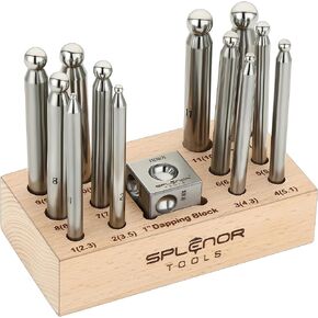 Steel 1" Square Dapping Doming Block and 12 Punch Set - for Jewelry Making - Metal Forming Tools - Shaping Die
