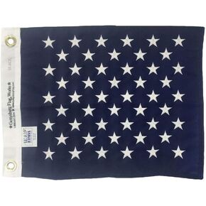 13x15" US Navy Jack Boat Flag, Nautical Marine Grade Fully Stitched Embroidered Stars, Durable All-Weather Nylon with grommets for Outdoors, Made in USA