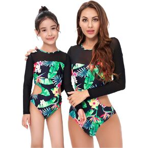 Mommy and Me Matching Family Swimsuit Ruffle Women Swimwear Kids Toddler Bikini Bathing Suits Summer Beachwear Sets