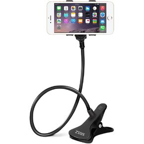 Cell Phone Holder, Universal Mobile Phone Stand, Lazy Bracket, Flexible Long Arms Clip Mount for iPhone, LG etc. in Office Bedroom Desktop (Black)
