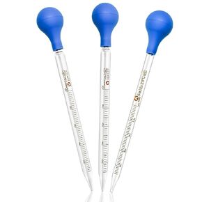 6 Pieces Glass Pipettes 10ml 5ml 3ml 2ml 1ml 0.5ml Glass Graduated Dropper Pipette for School, Students, Transfer for Liquid Essential Oil