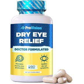 Omega 3 Dry Eye Supplements by ProVision - Eye Vitamins for Dry Eyes with Omega 3 Supplement - Dry Eye vitamins with Omega 3 Fish Oil - 60 Softgels.