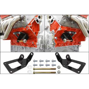 ICT Billet 1975 to 1987 SBC to LS Swap Engine Mount Steel Clamshell Bracket Motor Conversion Black Powder Coated Finish Heavy Duty Laser Cut Steel 551928