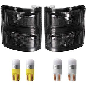HERCOO Amber Side Mirror Marker Lights Lens w/LED Compatible with 2008-2016 F250 F350 F450 Super Duty Turn Signal Aftermarket Replacement, Qty: 2, Amber & White