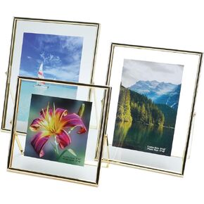 Gold Floating Frame (8"×10", 2 Set), For Picture 7x9, 6x8, 5x7, Tabletop Shelf Photo Frames, Classy for Valentine's Day, Wedding or Birthday