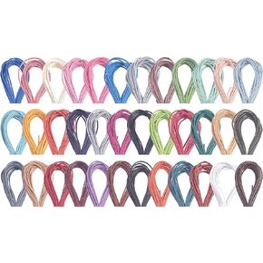KONMAY 50 Yards 1.5mm 10 Colors Round Jewelry Real Leather Cord, Leather String for Crafting, Braiding