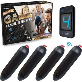 Digital Energy Wireless Handheld Game Buzzer System - Console Displays First Buzz-in - Great for Jeopardy, Family Feud, Trivia and Buzzer Games - 8 Joystick Buzzers