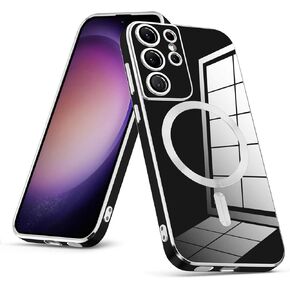 Magnetic for Samsung Galaxy S21 Ultra Case, Luxury Cute Soft TPU Magnetic Anti-Scratch Anti-Yellowing Slim Fit Glossy Shockproof Case for Samsung Galaxy S21 Ultra Case, Blue(8-3)