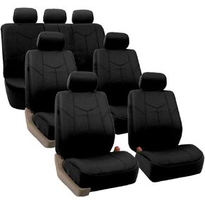 FH Group Car Seat Covers Rome PU Leather Car Seat Covers, Airbag Compatible and Split Bench - Fit Most Car, Truck, SUV, or Van (Solid Black) PU009217