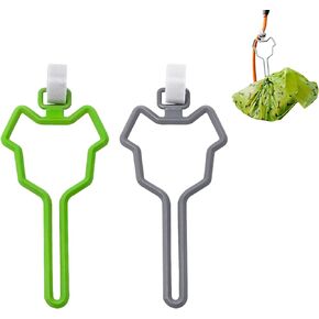 Dog Poop Bag Holder - Hands Free Waste Bag Carrier Poop Bag Holder for Leash, Adjustable Garbage Bag Transporter Poop Bag Dispenser Towing Rope Accessories, Dog Bag Holder Fit Any Leash (Gray+Green)