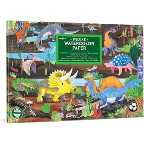 eeBoo: Dinosaur Watercolor Pad - 16 Sheets, 85 lB Paper, 9.5 x 6.5 Book, Neutral PH & Chlorine-Free, Painting Art Supplies, Kids Age 3+