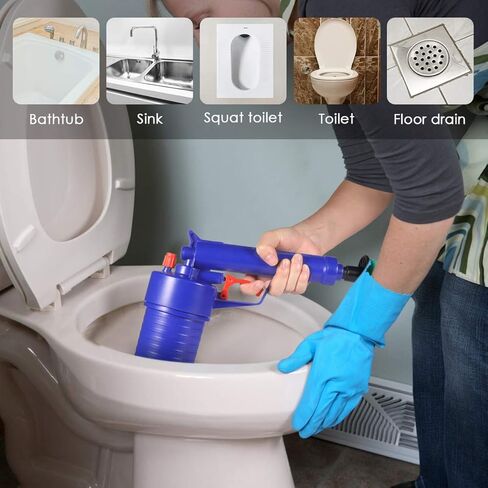 Toilet Plunger, Drain Clog Remover Tool with 4 Sized Suckers, High Pressure Air Drain Blaster Gun, Tub Drain Cleaner Opener, Sink Plunger for Bathroom Kitchen Bathtub Toilet Floor Drain Clogged Pipe in Saudi Arabia