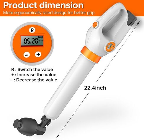 Electric Toilet Plunger, Plunge Blaster, Cordless High Pressure Electric Toilet Plunger, Air Drain Blaster with Digital Barometer, Rechargeable air Plunger for Unclogging Toilet Sink Drain in Saudi Arabia