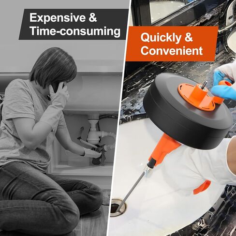 مثقاب الصرف الصحي، ثعبان السباكة مع محول المثقاب، مثقاب طبل فولاذي مرن للخدمة الشاقة بطول 50 قدمًا وثعبان فك القفل، يدوي أو مزود بقفازات عمل وحقيبة تخزين in Kuwait