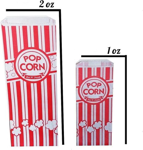 أكياس الفشار - أكياس الفشار 1 أوقية (100) - أكياس الفشار 2 أوقية (50) - أكياس الفشار الورقية، أكياس الفشار للأفلام والحفلات - Bolsas de Palomitas - حزمة من 150 in Kuwait