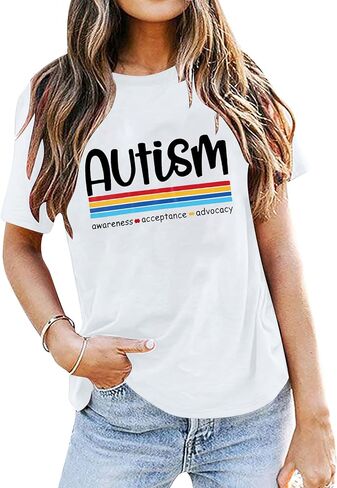 Autism Aawareness Shirt Women Autism Acceptance Shirts Mental Health Tees Casual Inspirational Short Sleeve Tee Tops in Saudi Arabia