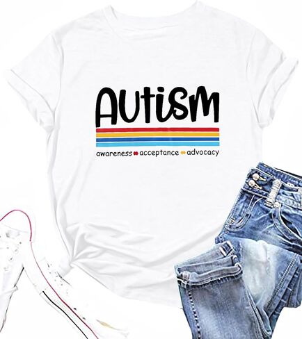 Autism Aawareness Shirt Women Autism Acceptance Shirts Mental Health Tees Casual Inspirational Short Sleeve Tee Tops in Saudi Arabia