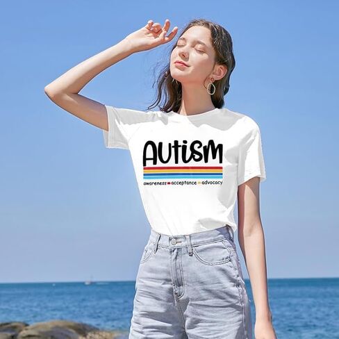 Autism Aawareness Shirt Women Autism Acceptance Shirts Mental Health Tees Casual Inspirational Short Sleeve Tee Tops in Saudi Arabia