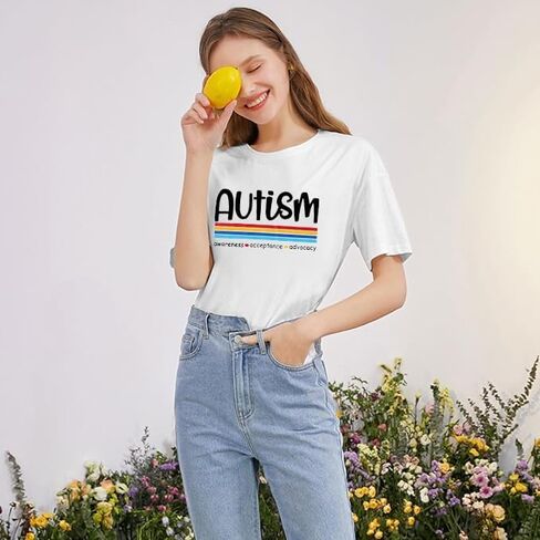 Autism Aawareness Shirt Women Autism Acceptance Shirts Mental Health Tees Casual Inspirational Short Sleeve Tee Tops in Saudi Arabia