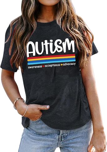 Autism Aawareness Shirt Women Autism Acceptance Shirts Mental Health Tees Casual Inspirational Short Sleeve Tee Tops in Saudi Arabia