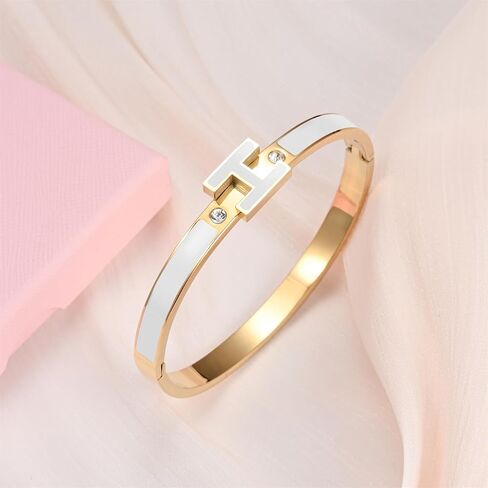 Gold Bracelets for Women,H Bracelet,Bangle Bracelets for Women,Dainty Bracelet Jewelry Easter Christmas Mothers Day Gifts for Women Girls in Saudi Arabia