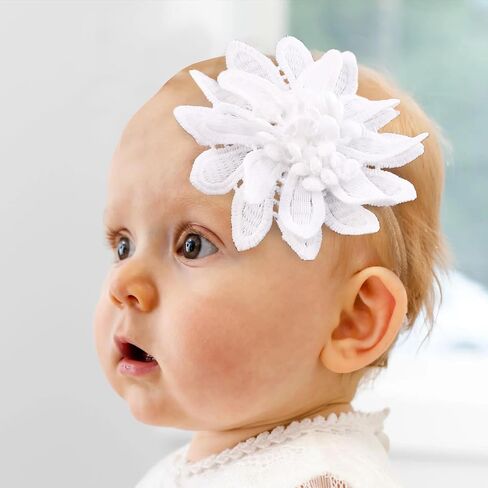Baby Girl Headbands and Bows, 3 Pcs Soft Flower Nylon Elastic Hair Bands Headband Bow Cute Hair Accessories for Infant Toddler in Saudi Arabia
