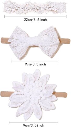 Baby Girl Headbands and Bows, 3 Pcs Soft Flower Nylon Elastic Hair Bands Headband Bow Cute Hair Accessories for Infant Toddler in Saudi Arabia