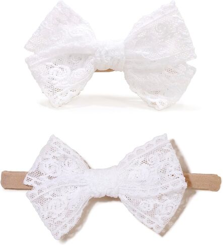 Baby Girl Headbands and Bows, 3 Pcs Soft Flower Nylon Elastic Hair Bands Headband Bow Cute Hair Accessories for Infant Toddler in Saudi Arabia