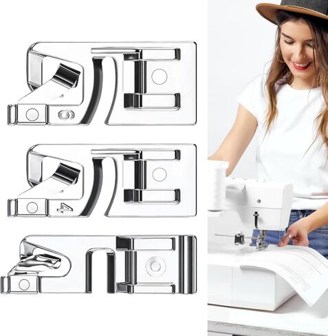 3 قطع من قدم الحاشية الملفوفة، قدم ماكينة الخياطة للمغني، ماكينة الخياطة الأخ، قدم ضاغطة ذات الحاشية الملفوفة مع 3 مقاسات (3 مم/4 مم/6 مم) in Kuwait