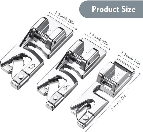 3 قطع من قدم الحاشية الملفوفة، قدم ماكينة الخياطة للمغني، ماكينة الخياطة الأخ، قدم ضاغطة ذات الحاشية الملفوفة مع 3 مقاسات (3 مم/4 مم/6 مم) in Kuwait