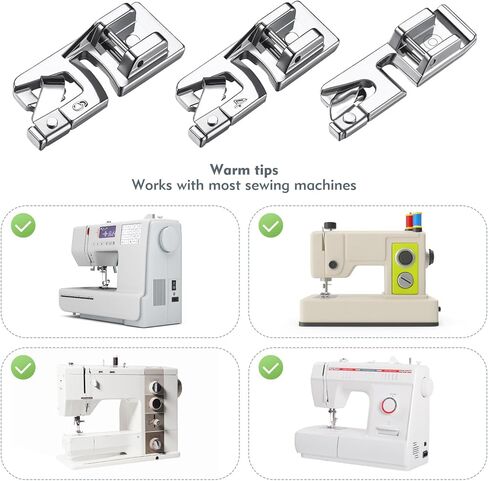 3 قطع من قدم الحاشية الملفوفة، قدم ماكينة الخياطة للمغني، ماكينة الخياطة الأخ، قدم ضاغطة ذات الحاشية الملفوفة مع 3 مقاسات (3 مم/4 مم/6 مم) in Kuwait