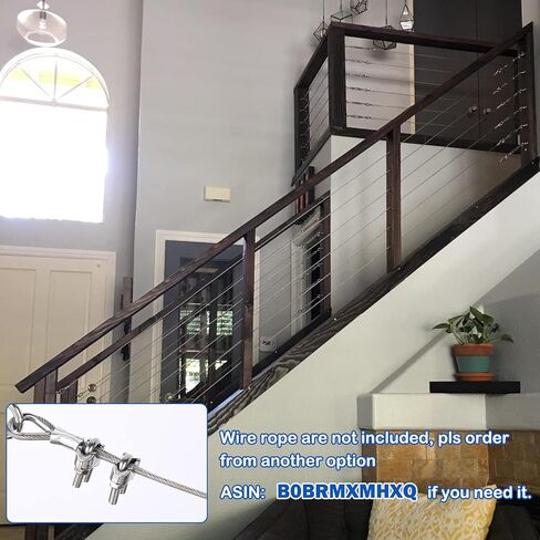 وصلة ربط المقطورة M5، كشتبان من الفولاذ المقاوم للصدأ/مثبت سرج على شكل حرف U/مشبك حلقة تسلق/برغي سنام، مشبك مشبك كابل M4 + ملحقات مختلفة للعين والأكمام كافية لتثبيت سلك شد معلق بسلسلة خفيفة in Kuwait