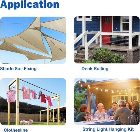 وصلة ربط المقطورة M5، كشتبان من الفولاذ المقاوم للصدأ/مثبت سرج على شكل حرف U/مشبك حلقة تسلق/برغي سنام، مشبك مشبك كابل M4 + ملحقات مختلفة للعين والأكمام كافية لتثبيت سلك شد معلق بسلسلة خفيفة in Kuwait