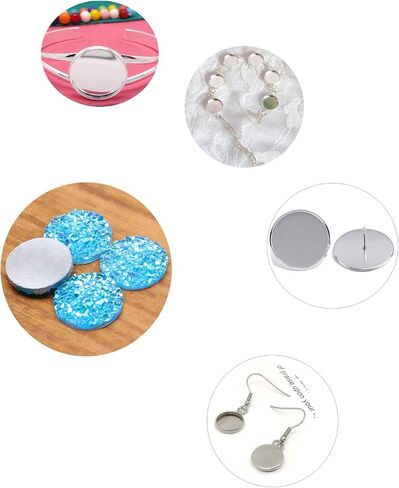 Penta Angel 120Pcs 12mm Round Flat Back Resin Cabochon Beads Shinny Faux Druzy Embellishment Cabochons Cameo for Bezel Pendant Trays Jewelry Earring Bracelet Necklace Making and Craft DIY in Saudi Arabia