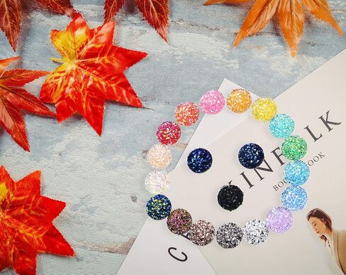 Penta Angel 120Pcs 12mm Round Flat Back Resin Cabochon Beads Shinny Faux Druzy Embellishment Cabochons Cameo for Bezel Pendant Trays Jewelry Earring Bracelet Necklace Making and Craft DIY in Saudi Arabia