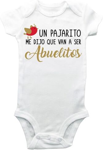 Un pajarito me dijo que van a ser ABUELITOS، بدلة إعلان الطفل، مفاجأة، خمن ماذا، طفل قادم قريبًا، بدلة طفل، أطفال الأنابيب - الإسبانية - كشف الحمل - الأجداد Hola abuelitos in Saudi Arabia