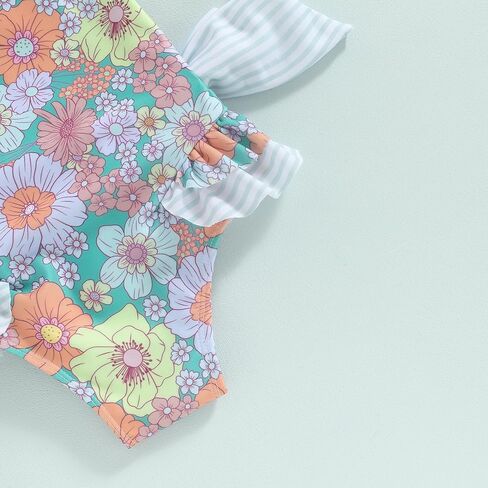 Toddler Kids Girl Swimsuit Floral Print Bowknot Sleeveless Bathing Suit Ruffles Summer Beachwear One Piece Swimwear in Saudi Arabia